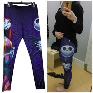 Disney Nightmare Before Christmas Leggings Disney Halloween Purple Black Large